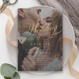 Invitación Boda de fotografía clásica de caligrafía elegante