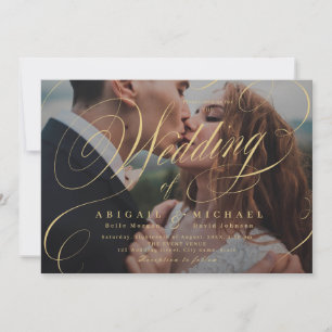 Invitación Boda de fotografía clásica de caligrafía elegante