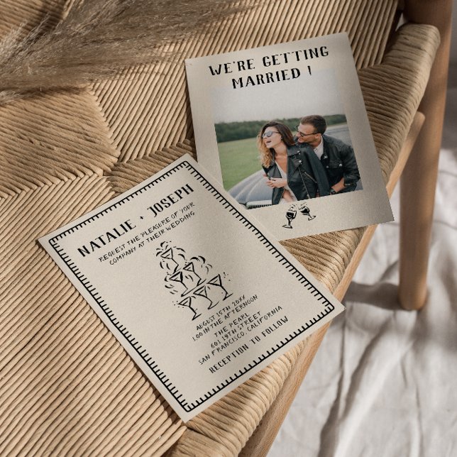 Invitación Boda de fotografía con dinero viejo de champagne c (Subido por el creador)