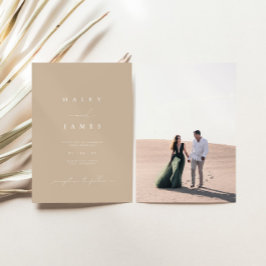 Invitación Boda de fotografía con escritura beige moderada y