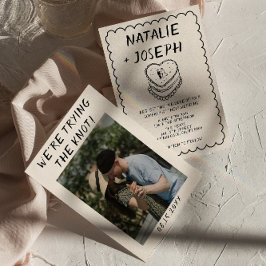 Invitación Boda de fotografía con marco de tarta dibujado a m