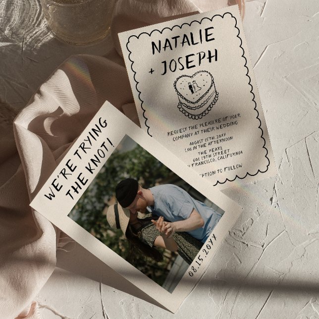 Invitación Boda de fotografía con marco de tarta dibujado a m (Subido por el creador)