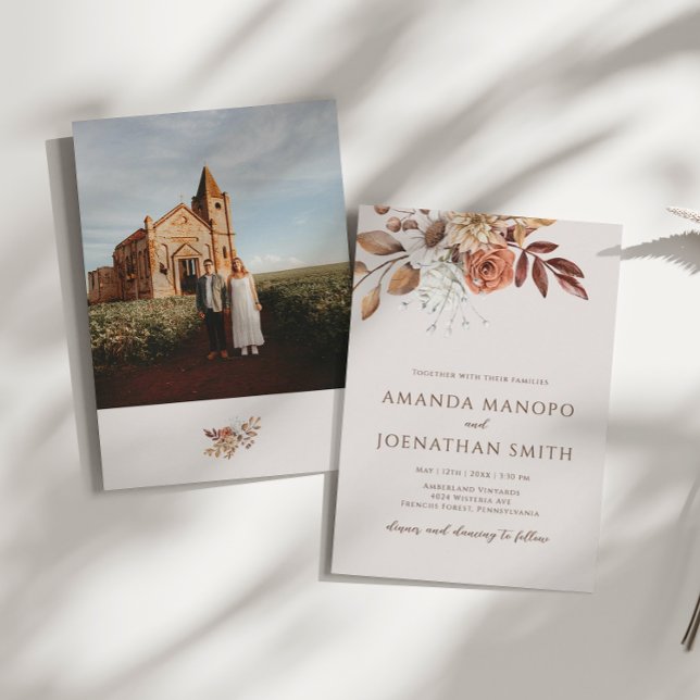 Invitación Boda de fotografía de acuarela de otoño inspirado  (Subido por el creador)