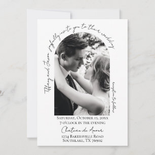 Invitación Boda de fotografía de arte de escritura moderna