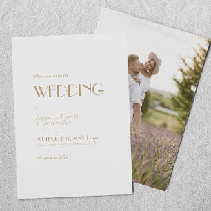 Invitación Boda de fotografía de arte moderno de oro minimali