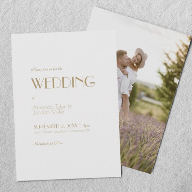 Invitación Boda de fotografía de arte moderno de oro minimali (Subido por el creador)