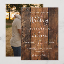 Invitación Boda de fotografía de Barn Wood rusa moderna