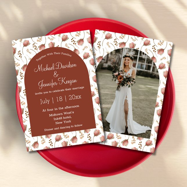 Invitación boda de fotografía de barro botánico de terracota (Subido por el creador)