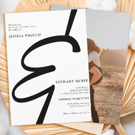Invitación Boda de fotografía de caligrafía blanca negrita