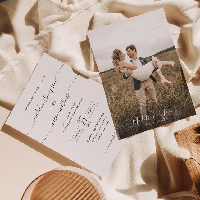 Invitación Boda de fotografía de caligrafía de escritura Mini (Subido por el creador)