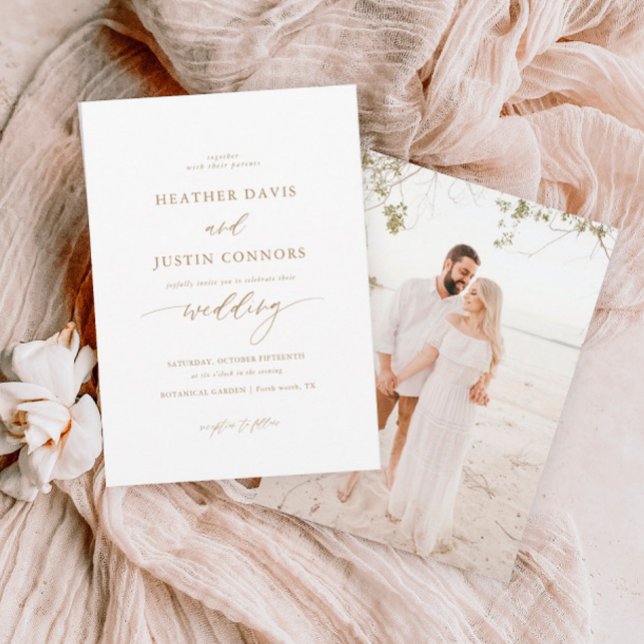 Invitación Boda de fotografía de caligrafía elegante y rusa d (Subido por el creador)