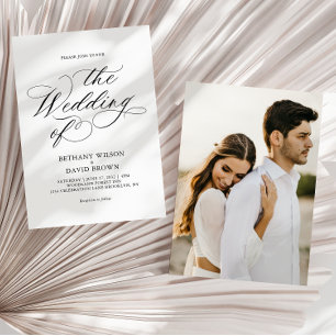Invitación Boda de fotografía de caligrafía minimalista elega