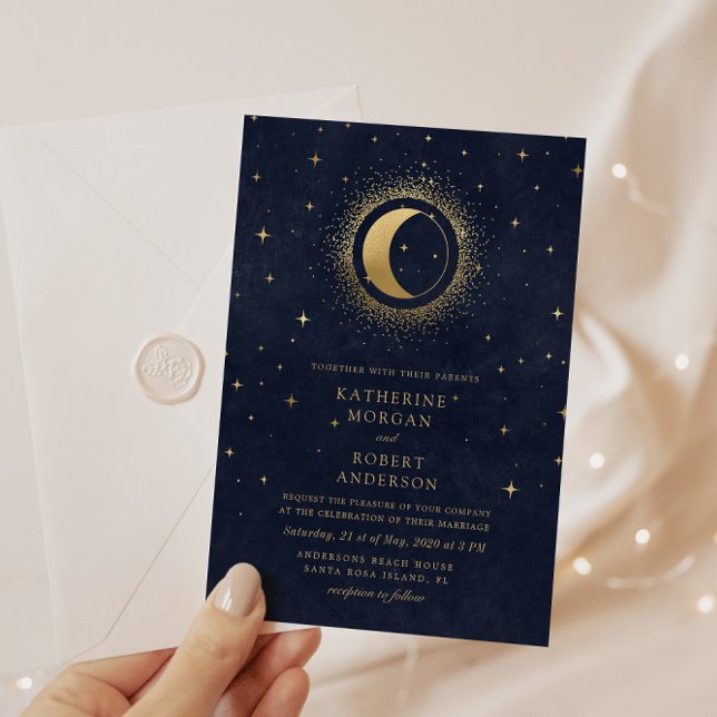 Invitación Boda de fotografía de Celestial Midnight Stars Bud (Subido por el creador)
