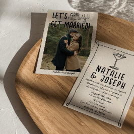 Invitación Boda de fotografía de cóctel con dibujos a mano de