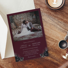 Invitación Boda de fotografía de color negro gótico floral bo