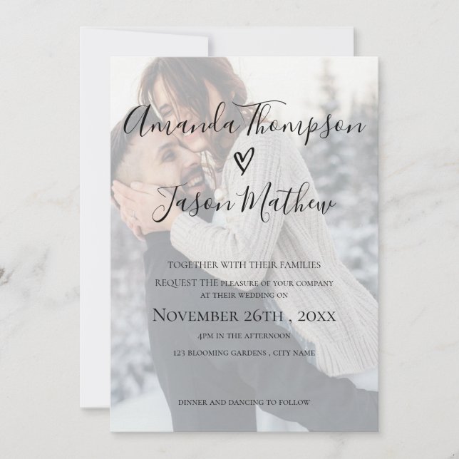 Invitación Boda de fotografía de efecto de imitación vellum r (Anverso)