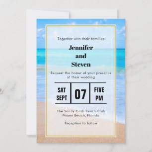 Invitación Boda de fotografía de escena tropical de playa aso