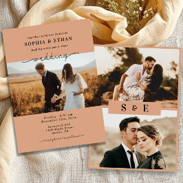 Invitación Boda de fotografía de escritura moderna Rustic Ter