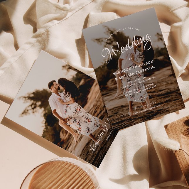 Invitación Boda de fotografía de escritura romántica con esti (Subido por el creador)