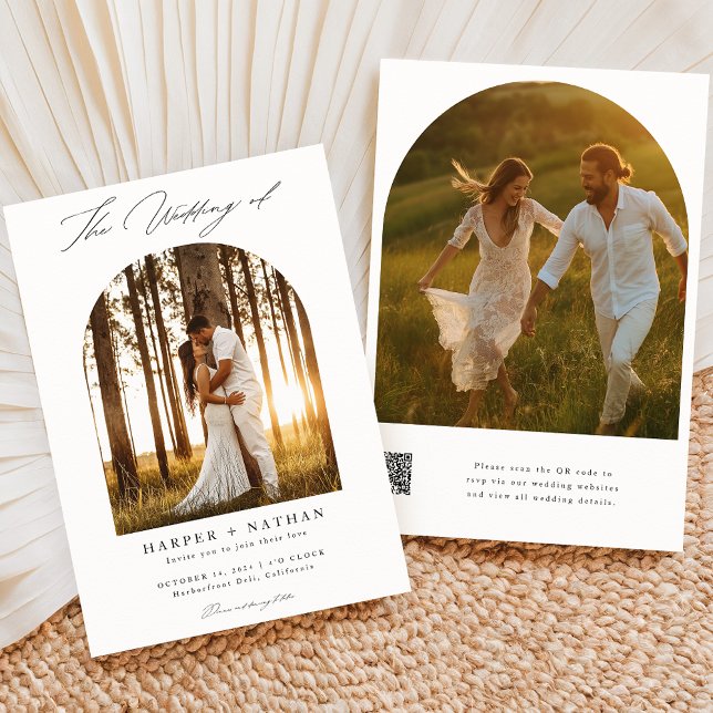 Invitación Boda de fotografía de escritura simple moderna Qr  (Subido por el creador)