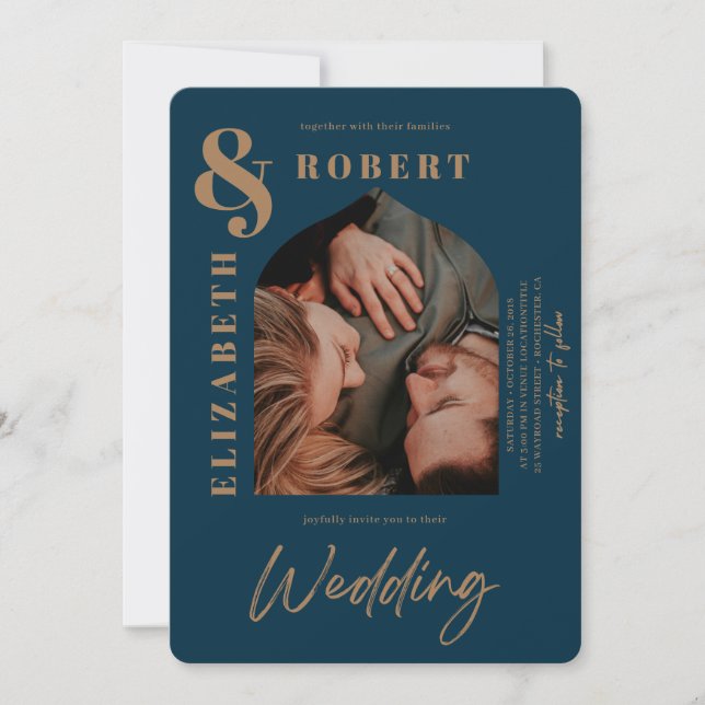 Invitación Boda de fotografía de estilo negrita y audaz de la (Anverso)