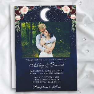 Invitación Boda de fotografía de estrellas celestes de la lun