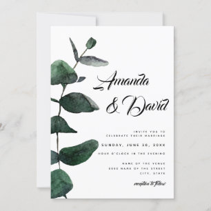 Invitación Boda de fotografía de Eucalyptus Greenery Rustic C