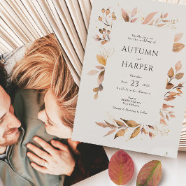 Invitación Boda de fotografía de follaje otoñal "cayendo enam