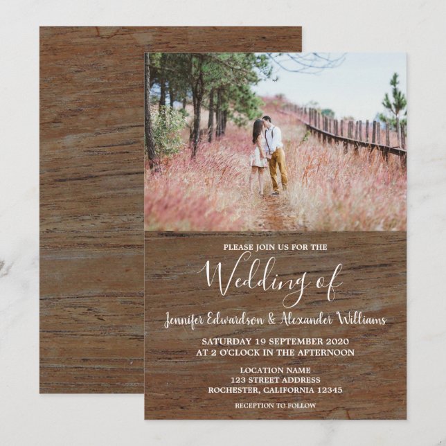 Invitación Boda de fotografía de granero rústico (Anverso / Reverso)