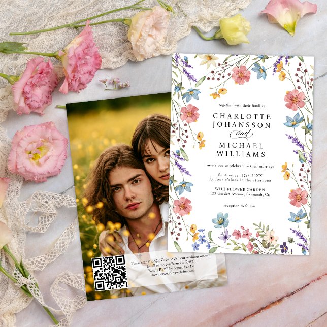 Invitación Boda de fotografía de jardín rústico moderno con f (Subido por el creador)