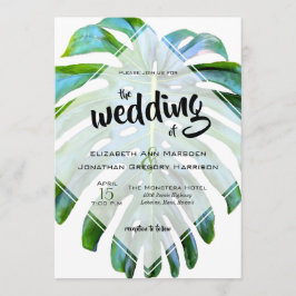 Invitación Boda de fotografía de la hoja tropical hawaiana de