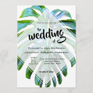 Invitación Boda de fotografía de la hoja tropical hawaiana de