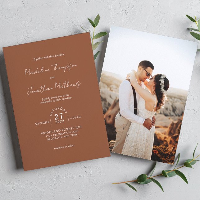 Invitación Boda de fotografía de la llanura de Moda rusa en T (Subido por el creador)