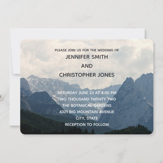 Invitación Boda de fotografía de la naturaleza de las montaña (Anverso)