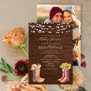 Invitación Boda de fotografía de la tipografía occidental del