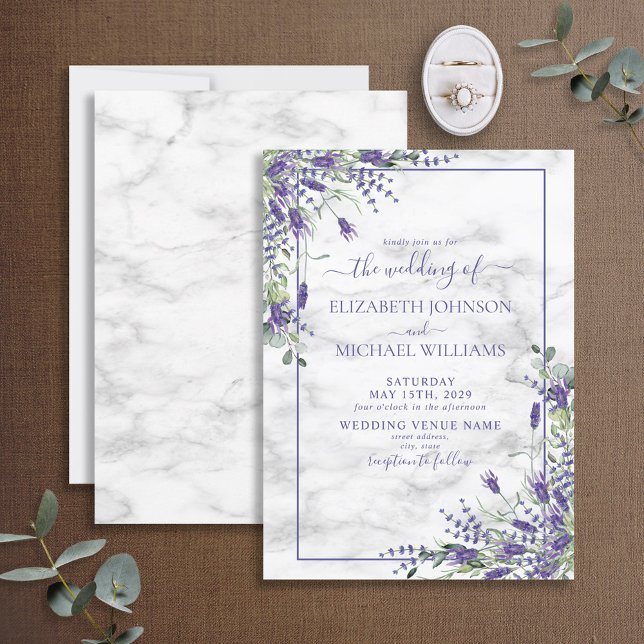Invitación Boda de fotografía de lavanda rústica Eucalyptus G (Subido por el creador)