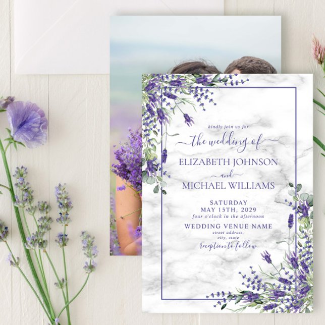 Invitación Boda de fotografía de lavanda rústica Eucalyptus G (Subido por el creador)