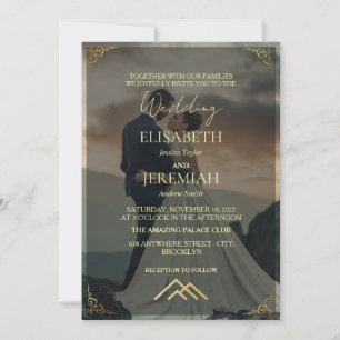 Invitación Boda de fotografía de lujo clásico elegante dorado
