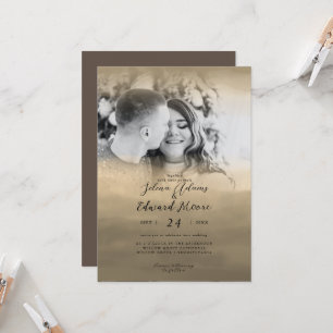 Invitación Boda de fotografía de lujo Gold Watercolor Overlay