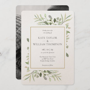 Invitación Boda de fotografía de lujo romántico verde