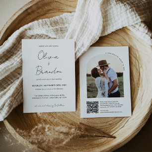 Invitación Boda de fotografía de marco de arco de código QR m