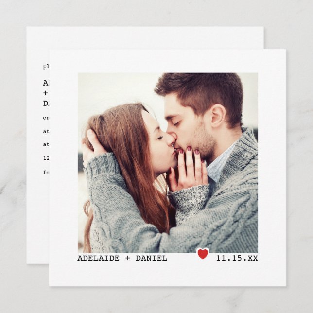 Invitación Boda de fotografía de mecanógrafa minera Personali (Anverso / Reverso)