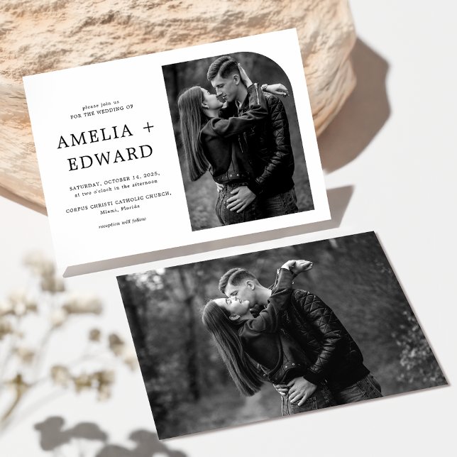 Invitación Boda de fotografía de Moda blanca negra moderna y  (Subido por el creador)