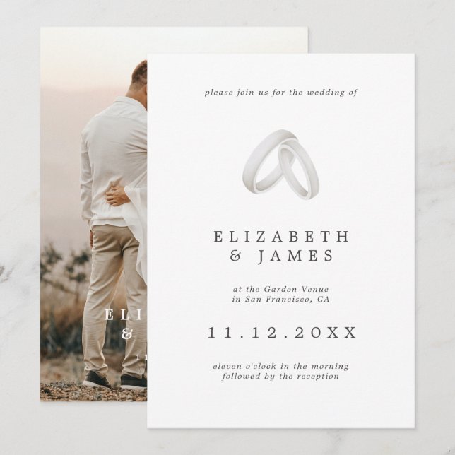 Invitación Boda de fotografía de pareja moderna simple y eleg (Anverso / Reverso)