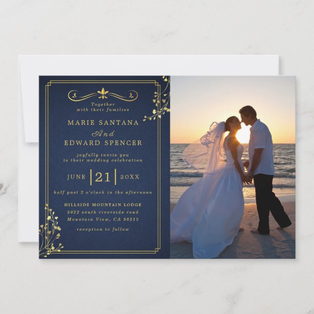 Invitación Boda de fotografía de pareja personalizada (Anverso)