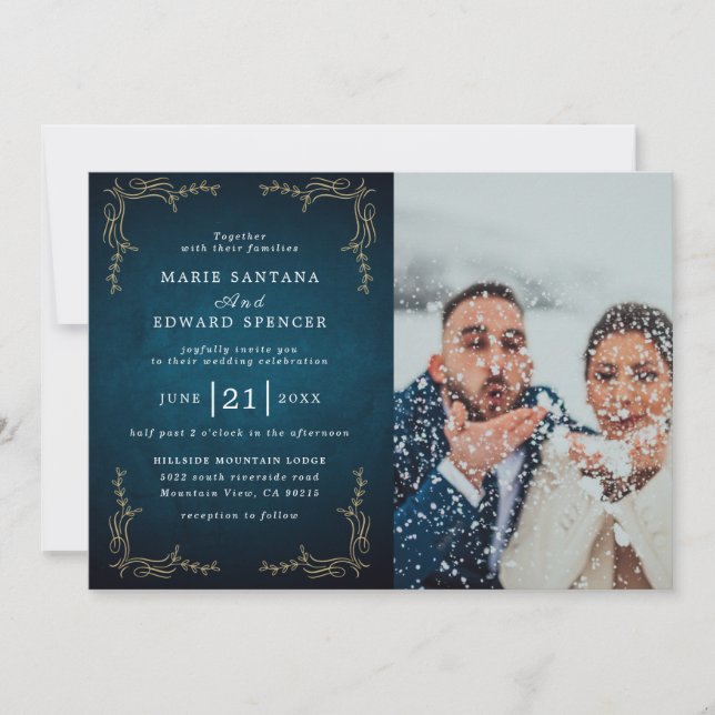 Invitación Boda de fotografía de pareja personalizado (Anverso)