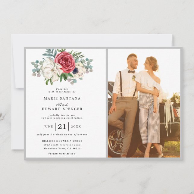 Invitación boda de fotografía de pareja romántica personaliza (Anverso)