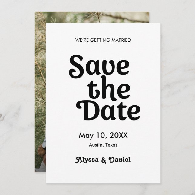 Invitación Boda de fotografía de Personalizado moderno retro  (Anverso / Reverso)