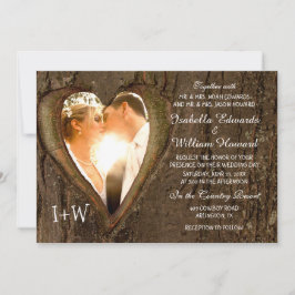 Invitación Boda de fotografía de Rustic Wood Heart