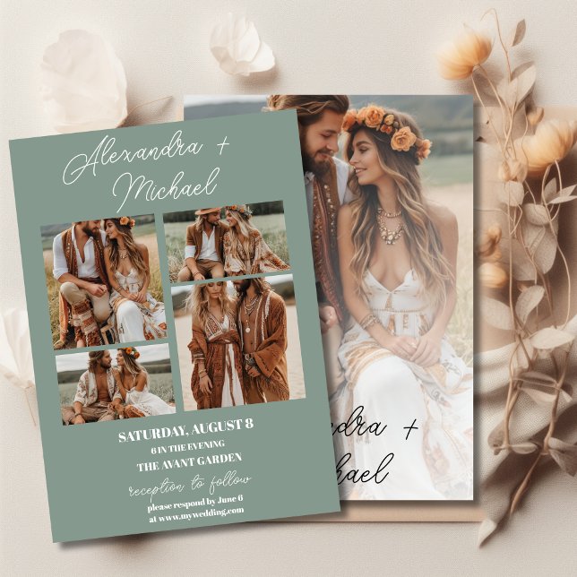 Invitación Boda de fotografía de superposición mínima de colo (Subido por el creador)